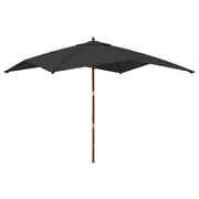Ombrellone da giardino con palo in legno 300 x 300 x 273 cm nero 02_0008345