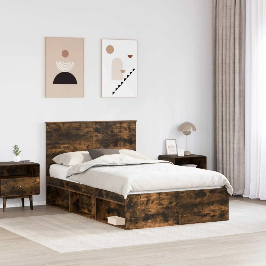 Struttura del letto Rovere fumé 120 x 200 cm Pino massello 3411032