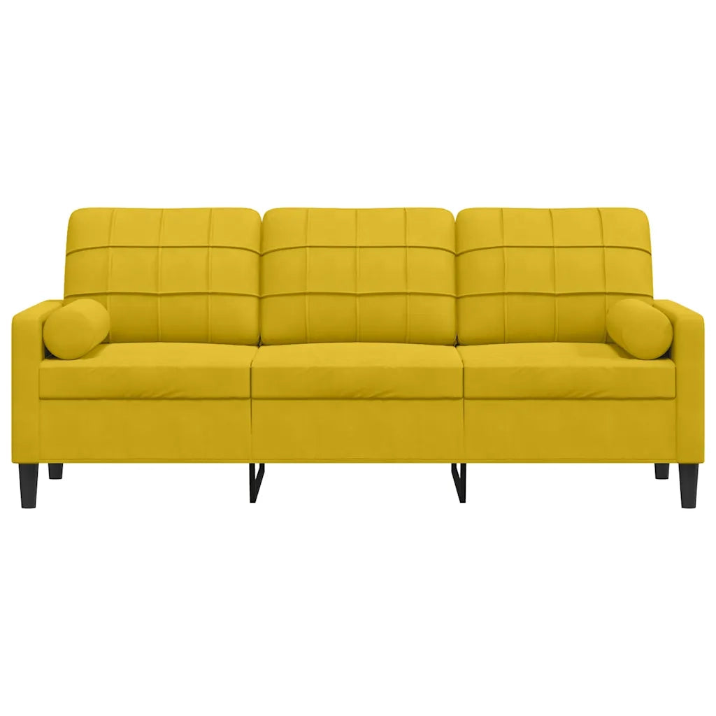Divano | Divano da soggiorno | Sofa a 3 Posti con Cuscini Giallo 180 cm in Velluto