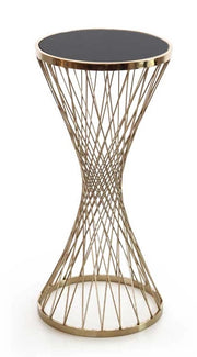 TAVOLINO DA CAFFÈ CON STRUTTURA IN METALLO ORO E VETRO NERO 35 XH78 CM