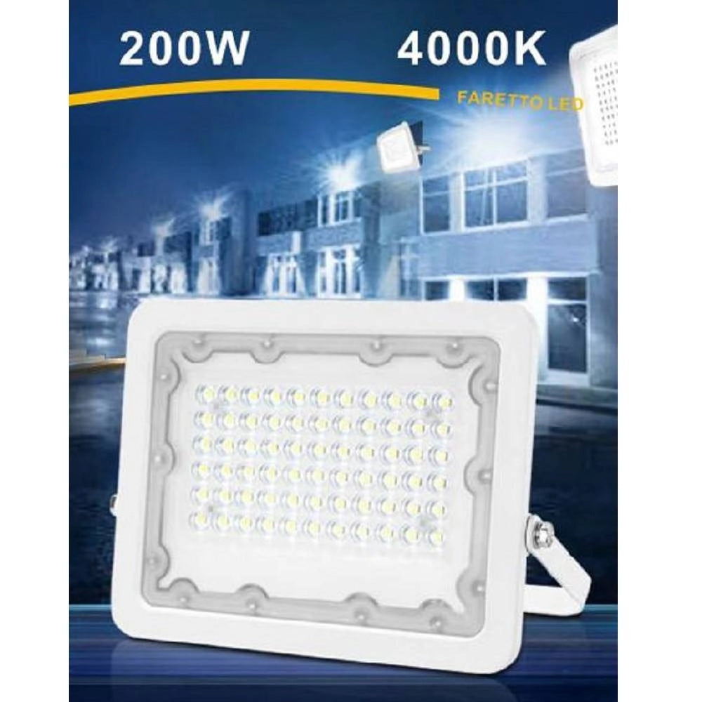 Trade Shop - Faro Led 200 Watt Ultra Slim Esterno Bianco Ip65 Luce 6500k 4000k 3000k Fs200w-b -