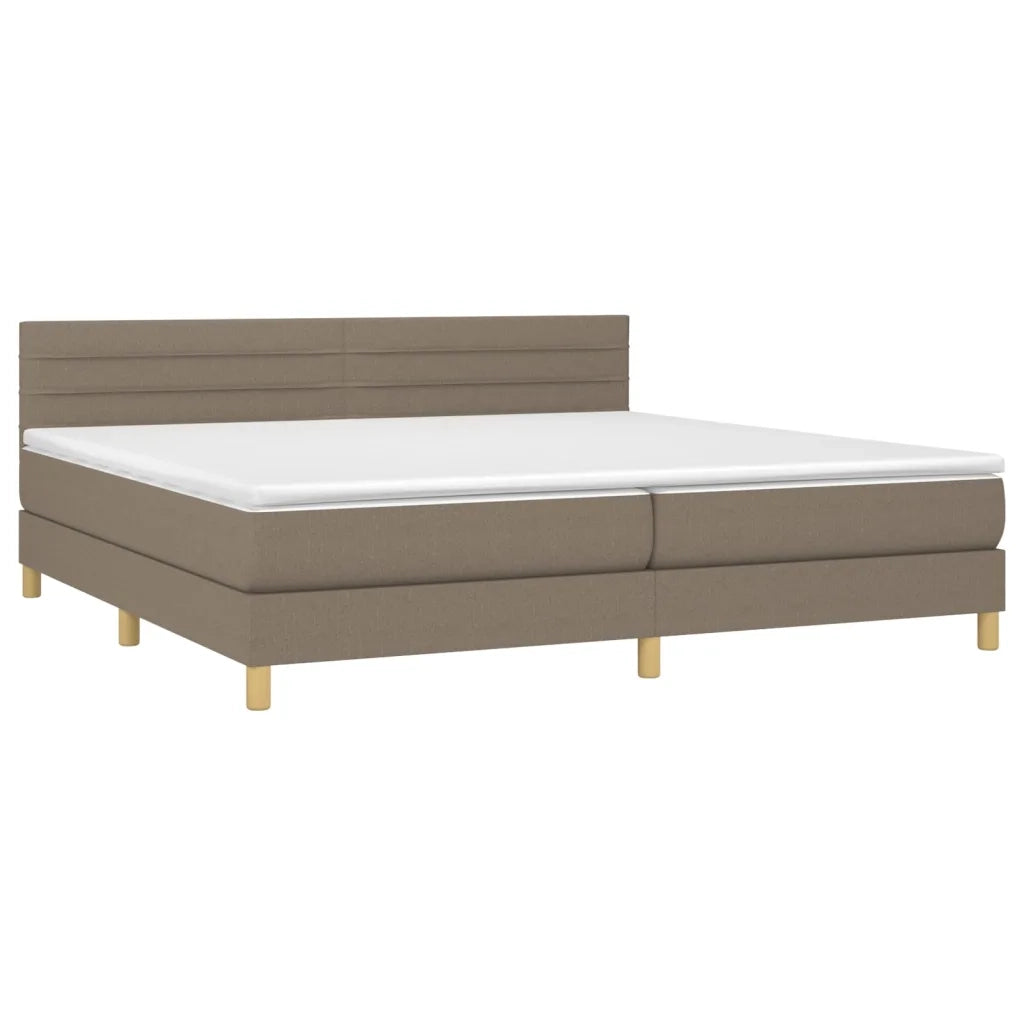 Letto a Molle Materasso e LED tortora 200x200cm in Tessuto 3133825