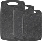 Kit di taglieri in plastica 3 in 1 con fori per succhiare e maniglie antiscivolo, lavabile in lavastoviglie per verdure, frutta e carne (nero)