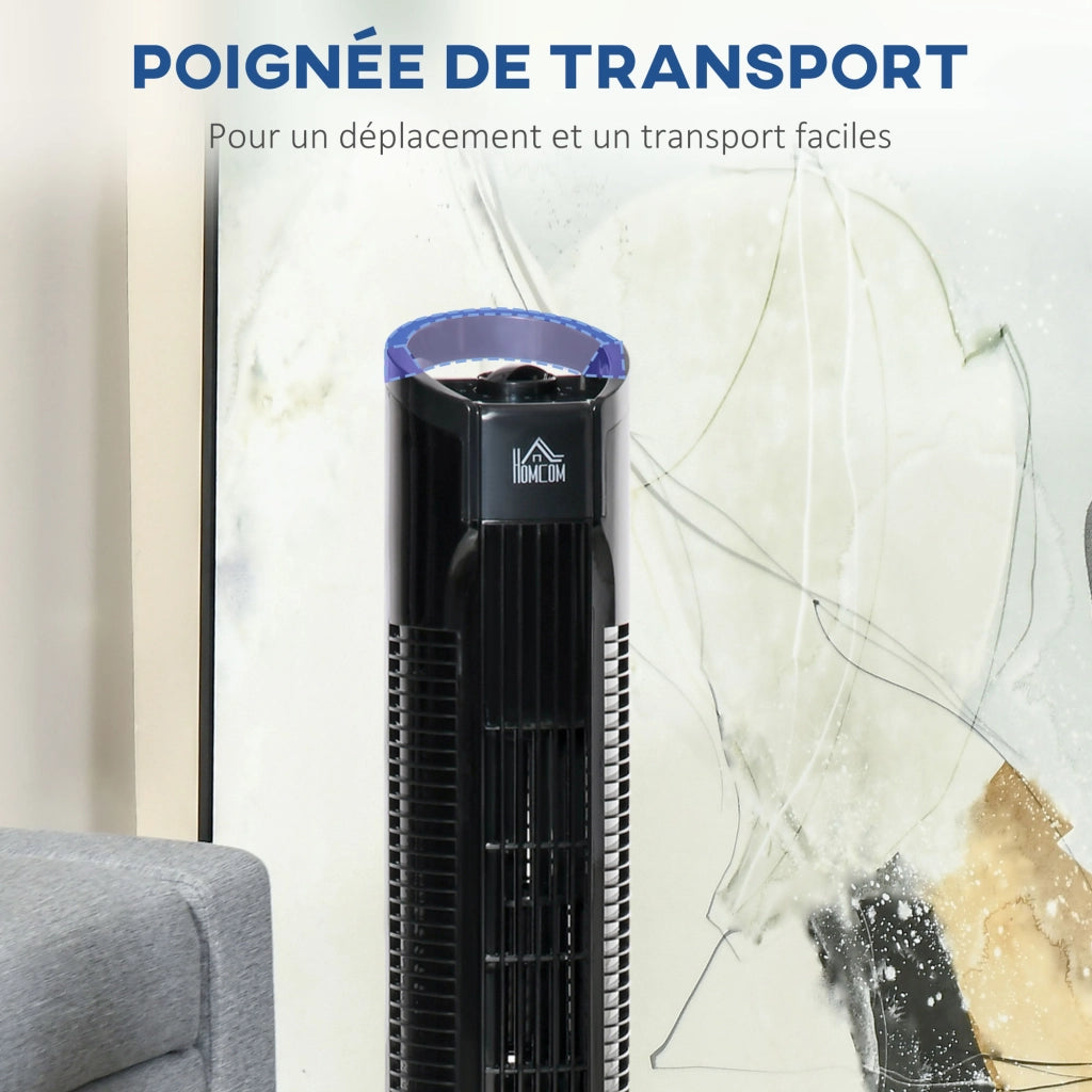 Ventilatore a colonna moderno 3 velocit¨¤ oscillante 70¡ã 50W ¨C zephmum ¨C nero ? 20 x 78,5 cm