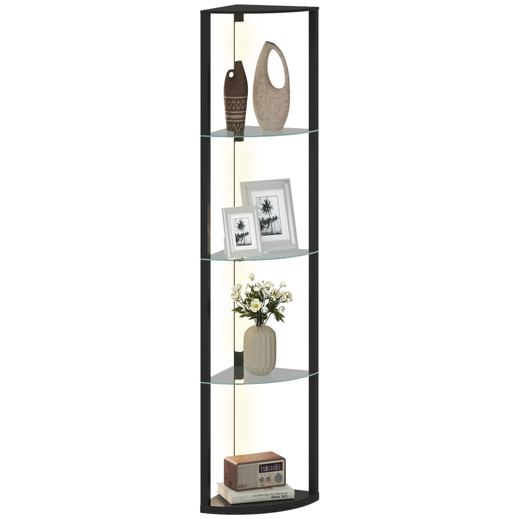 Lampada da terra con ripiano in vetro ¨C Minimal ¨C 3 livelli di luminosita interruttore a pedale nero