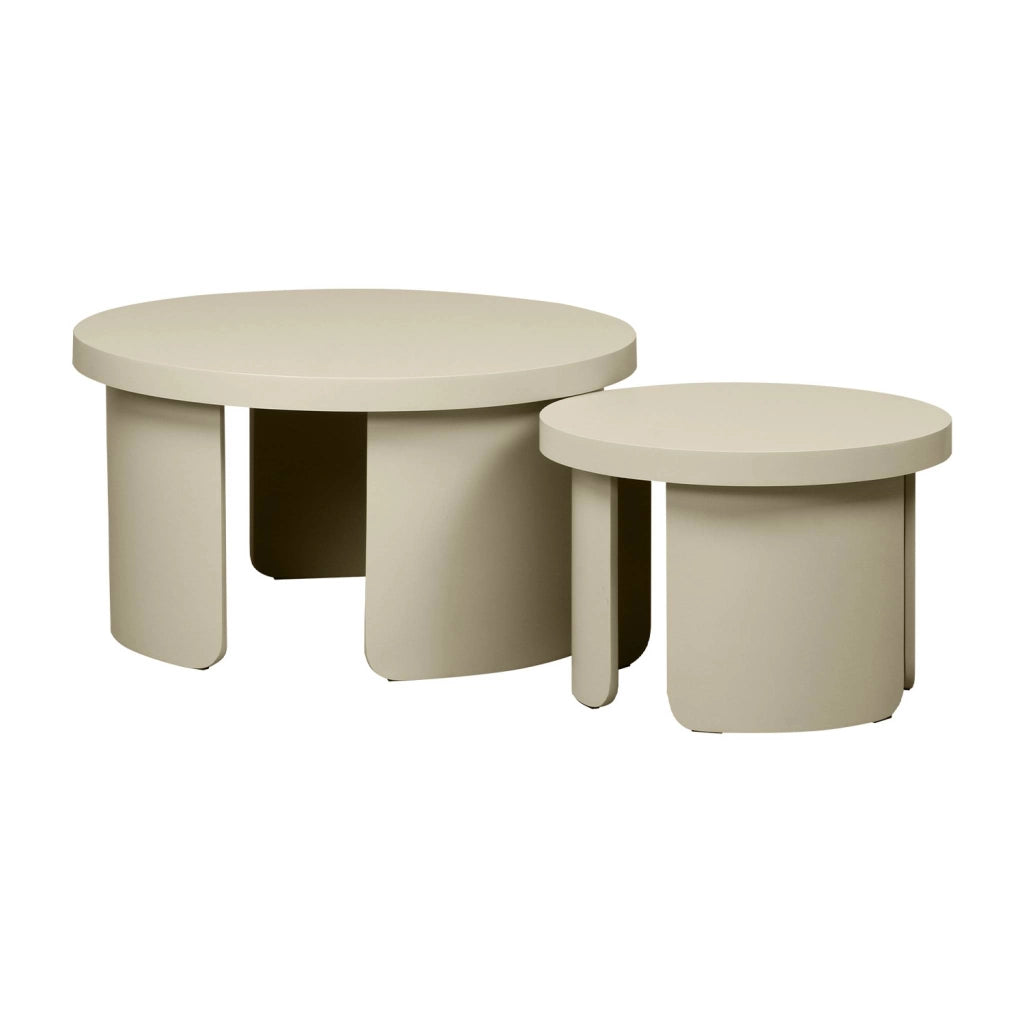 Set di 2 tavolini rotondi impilabili, beige