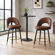 Sgabello da bar girevole 360° con schienale traforato, seduta ergonomica, tessuto, Marrone e Nero