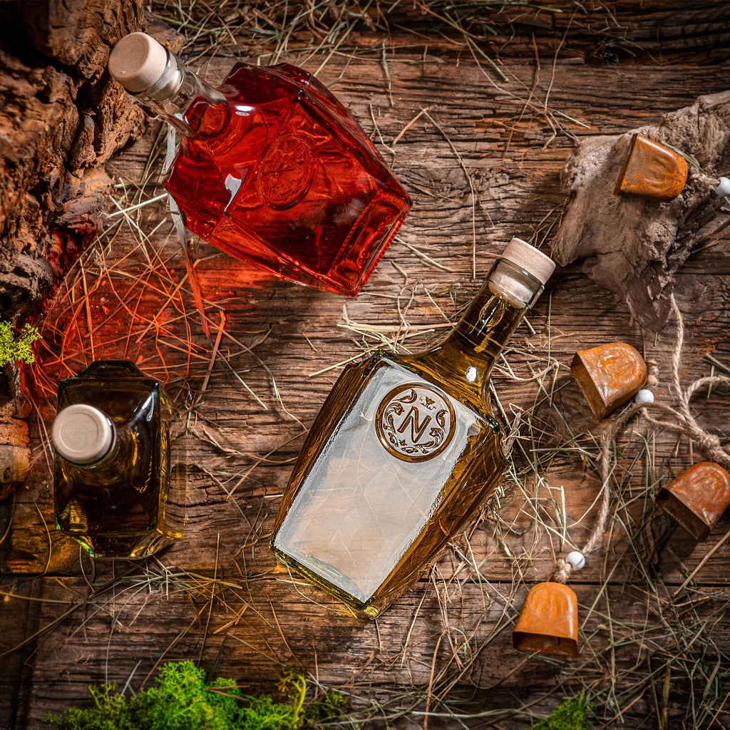 Bottiglie di vetro KADAX da 500 ml (0,5 l) per vino, liquori, moonshine, whisky, 50 pezzi con tappo di sughero