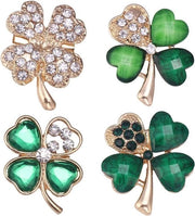Set di 4 Broches a forma di Quattro Note con Diamanti Verdi - Broches di Natale - Simbolo di Fortuna per Donne e Ragazze