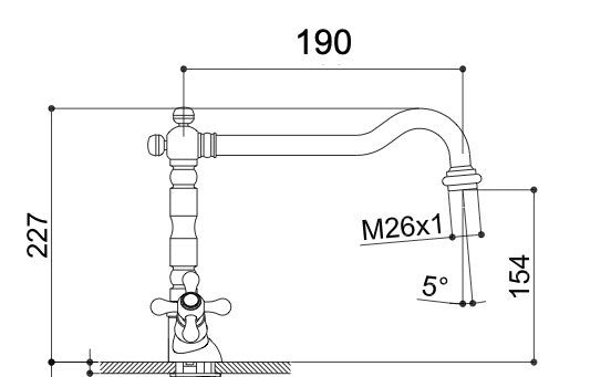 Rubinetto per lavabo cucina bronzato stile vintage lavorato