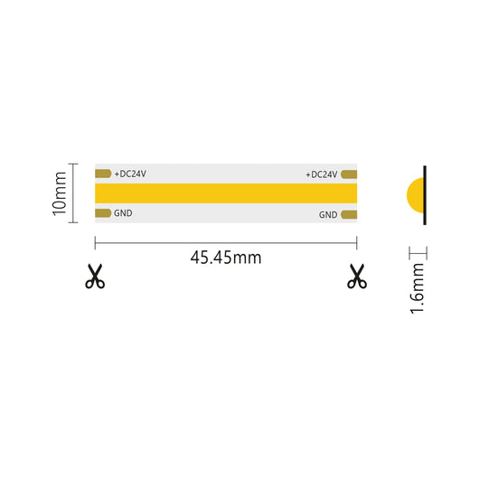 Striscia Led 5m COB IP20 Monocolore Da 15W/MT 24V - 6000K