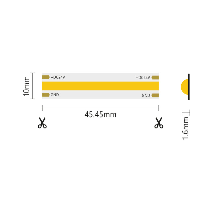 Striscia Led 5m COB IP20 Monocolore Da 15W/MT 24V - 3000K