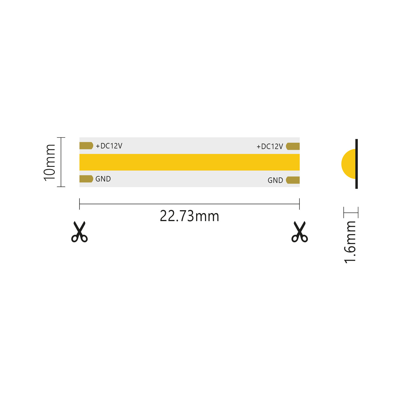 Striscia led 5m COB IP20 monocolore da 15W/MT 12V - 4000K