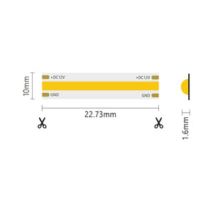 Striscia led 5m COB IP65 monocolore da 15W/MT 12V - 3000K
