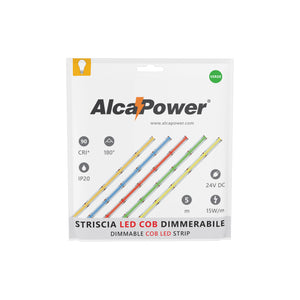 Striscia led COB monocolore da 15W/MT 24V - Bobina da 5m - Verde