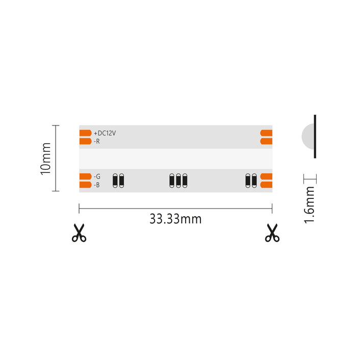 Striscia led COB IP20 5m RGB 12V 15W/MT