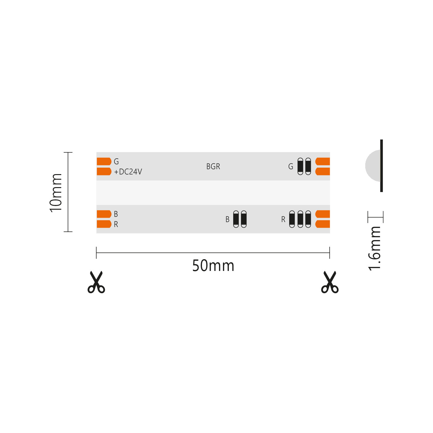 Striscia led COB IP20 5m RGB 24V 15W/MT