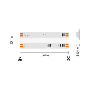 Striscia led COB IP20 5m RGB 24V 15W/MT