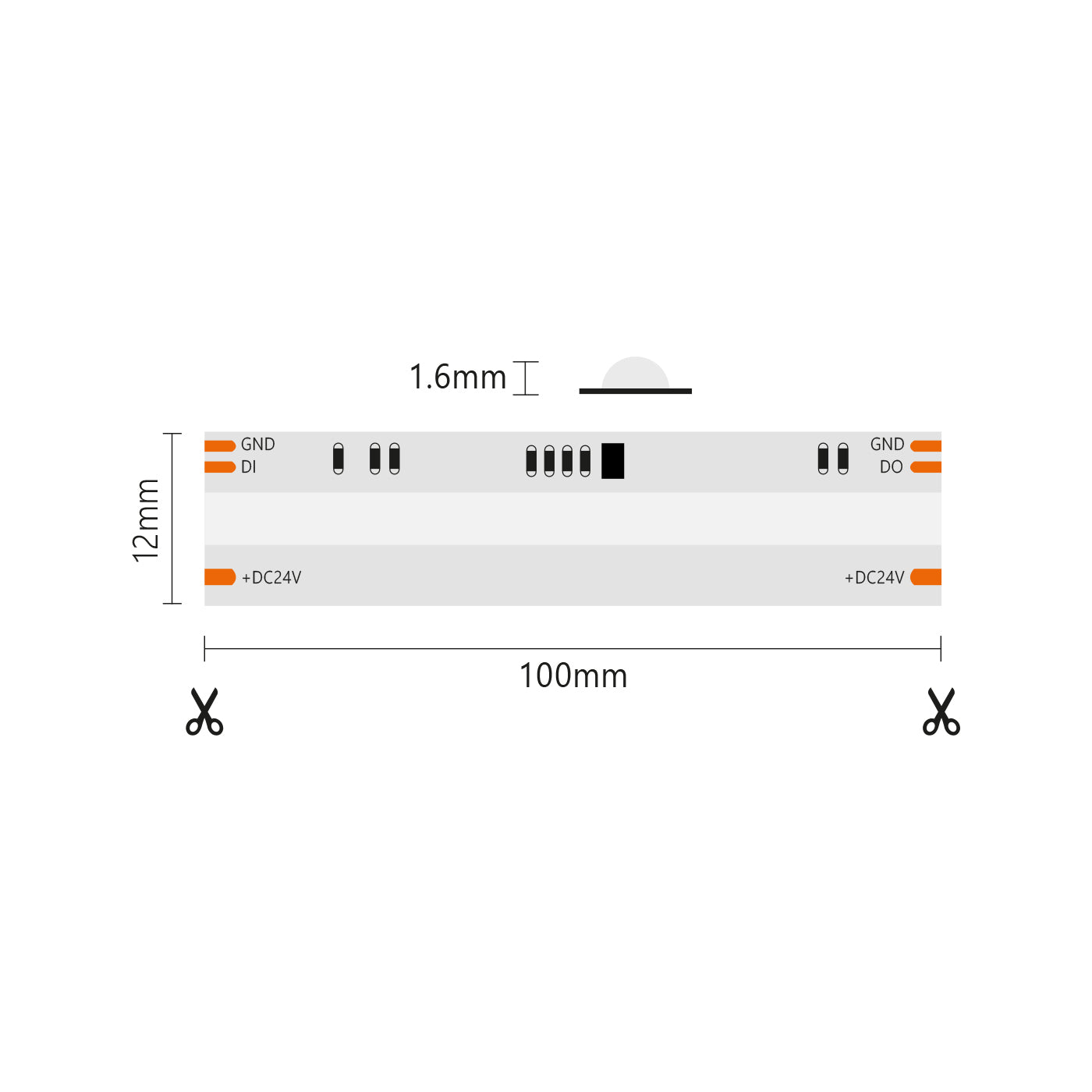 Striscia led COB IP20 5m Dynamic RGBIC 14W/MT 24V