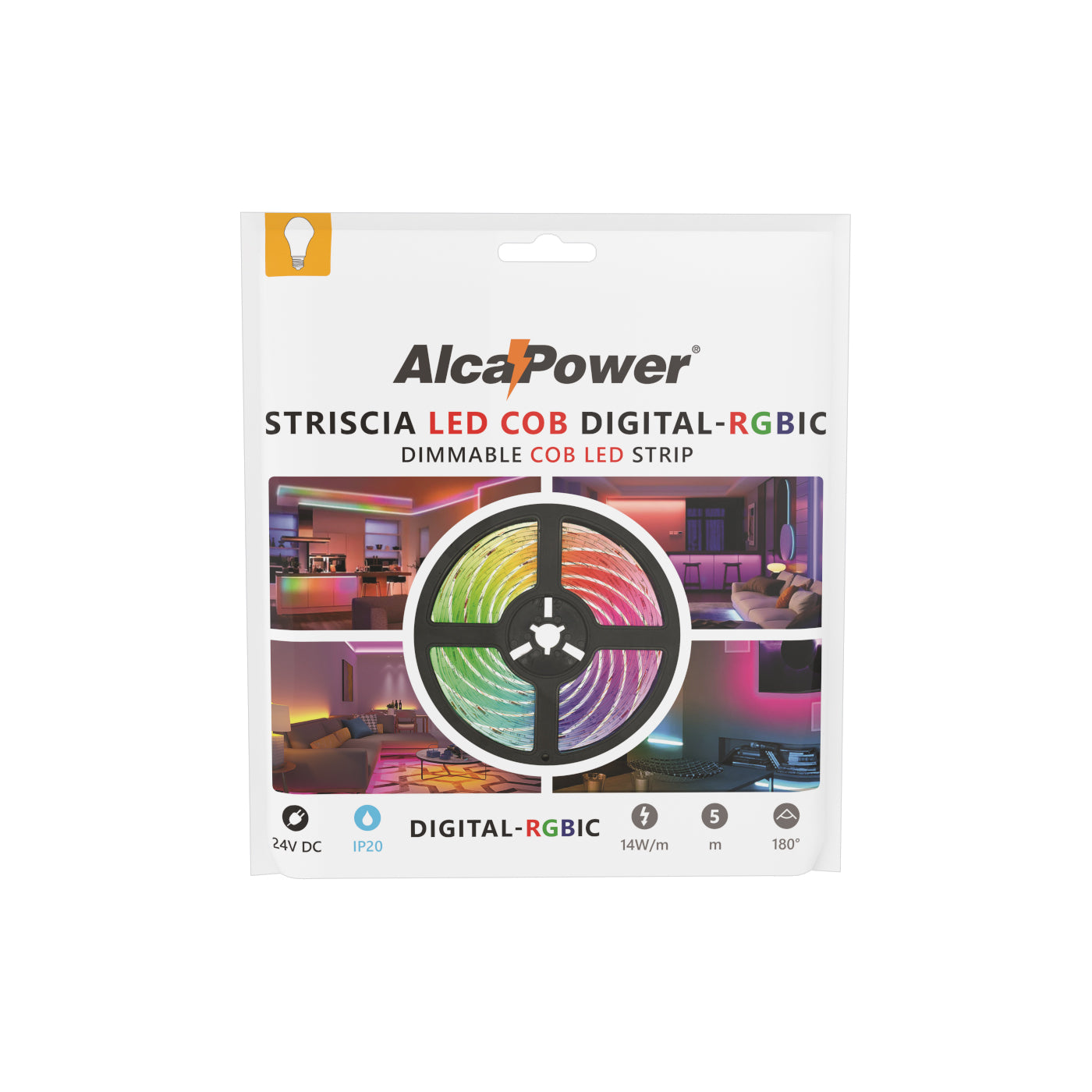 Striscia led COB IP20 5m Dynamic RGBIC 14W/MT 24V