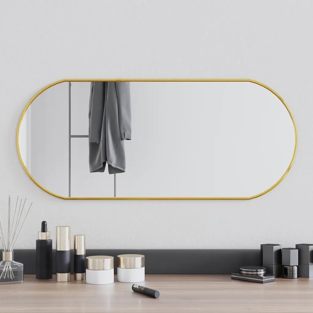 Specchio da Parete-Specchio a Muro-Specchio Decorativo Dorato 70x30 cm Ovale