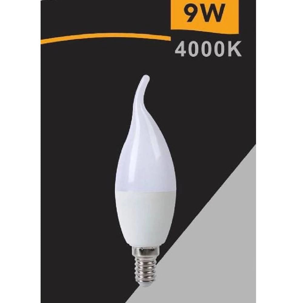 Trade Shop - Lampadina Led E14 9watt Candela Fiamma Smd C37 Luce Naturale Calda Fredda C37-9w - -bianco Naturale      -