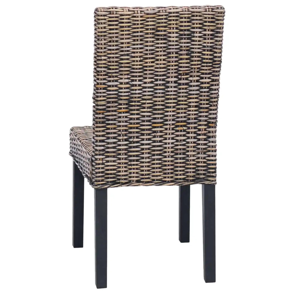 Sedia da pranzo 2 pcs Rattan Kubu e Legno Massello di Mogano