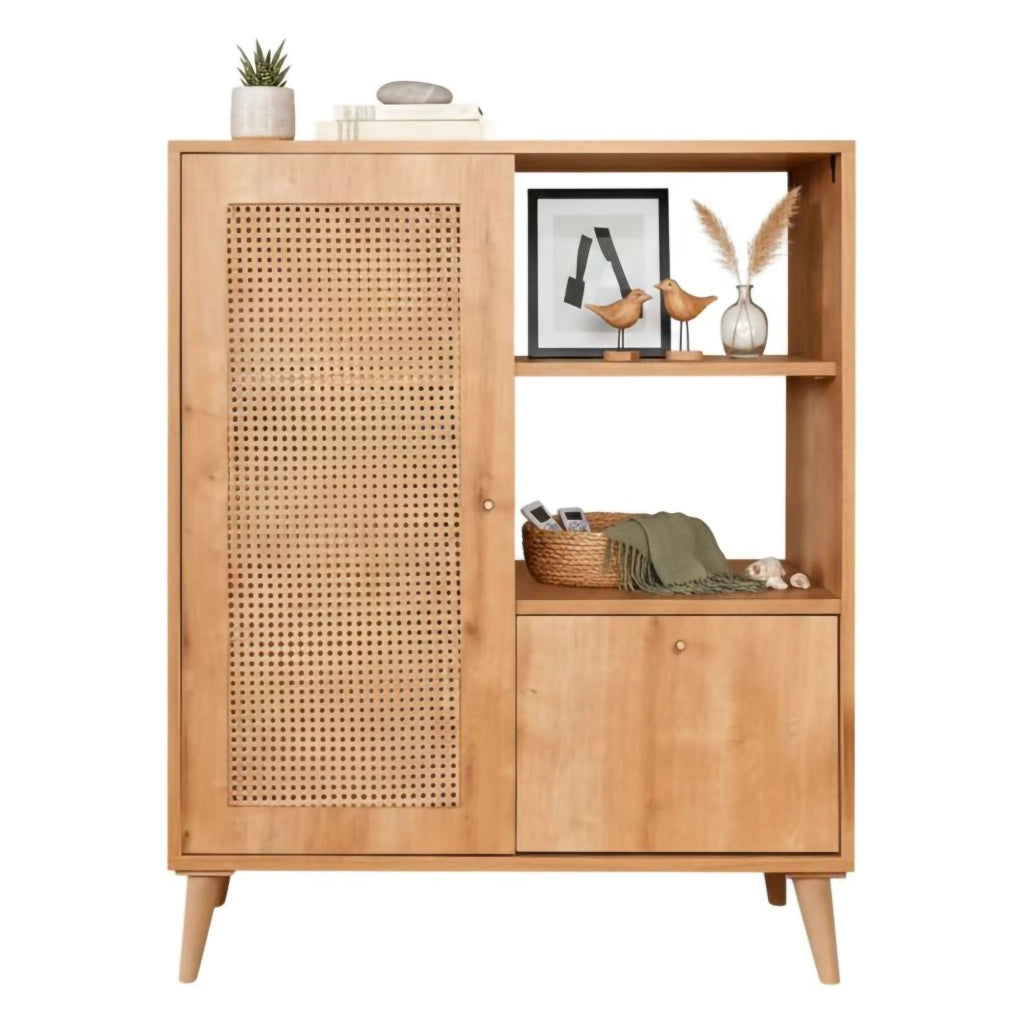 Credenza Sfalerite, Buffet da soggiorno, Madia da salotto, Dispensa da cucina, 90x40h110 cm, Quercia
