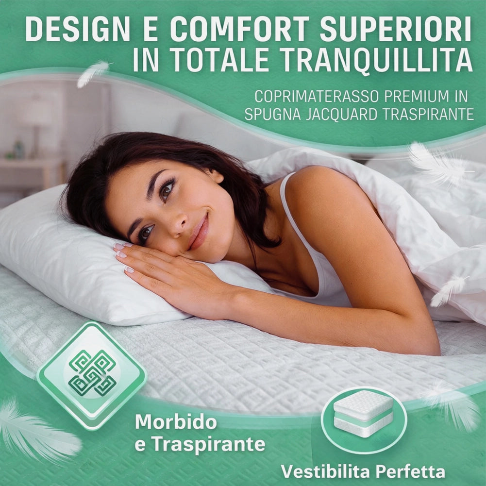Coprimaterasso Matrimoniale 180x200x25 cm in Spugna Jacquard Elastico Anti Acaro