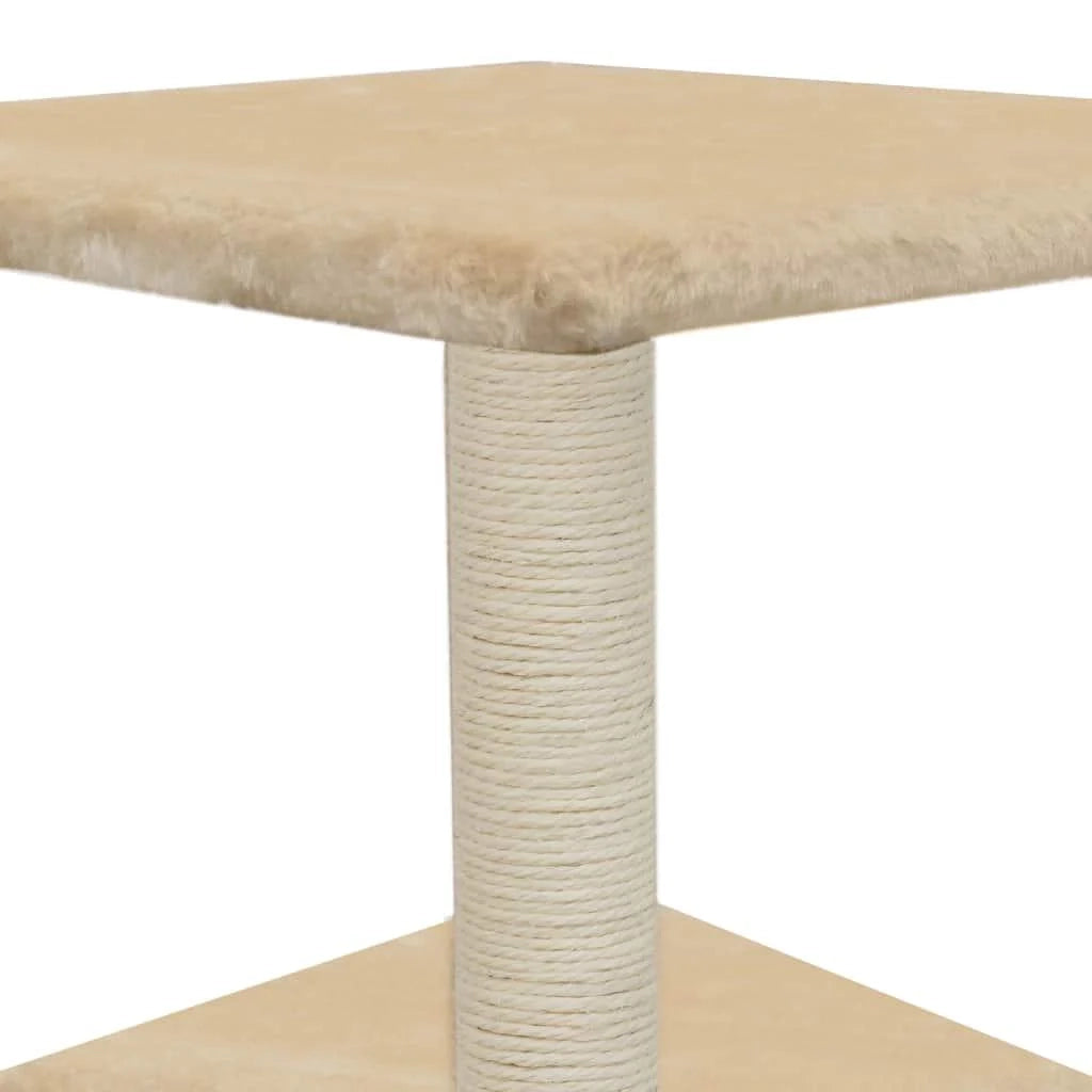 Tiragraffi albero per gatti cuccia per gatti peluche in sisal 55 cm beige 3702066