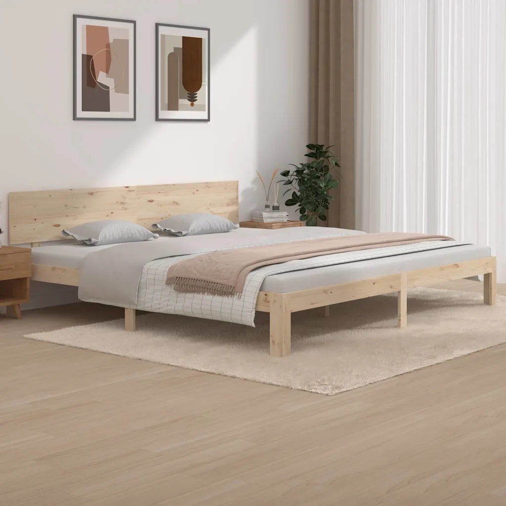 Letto matrimoniale | Letto per adulti | Giroletto in Legno Massello di Pino 200x200 cm