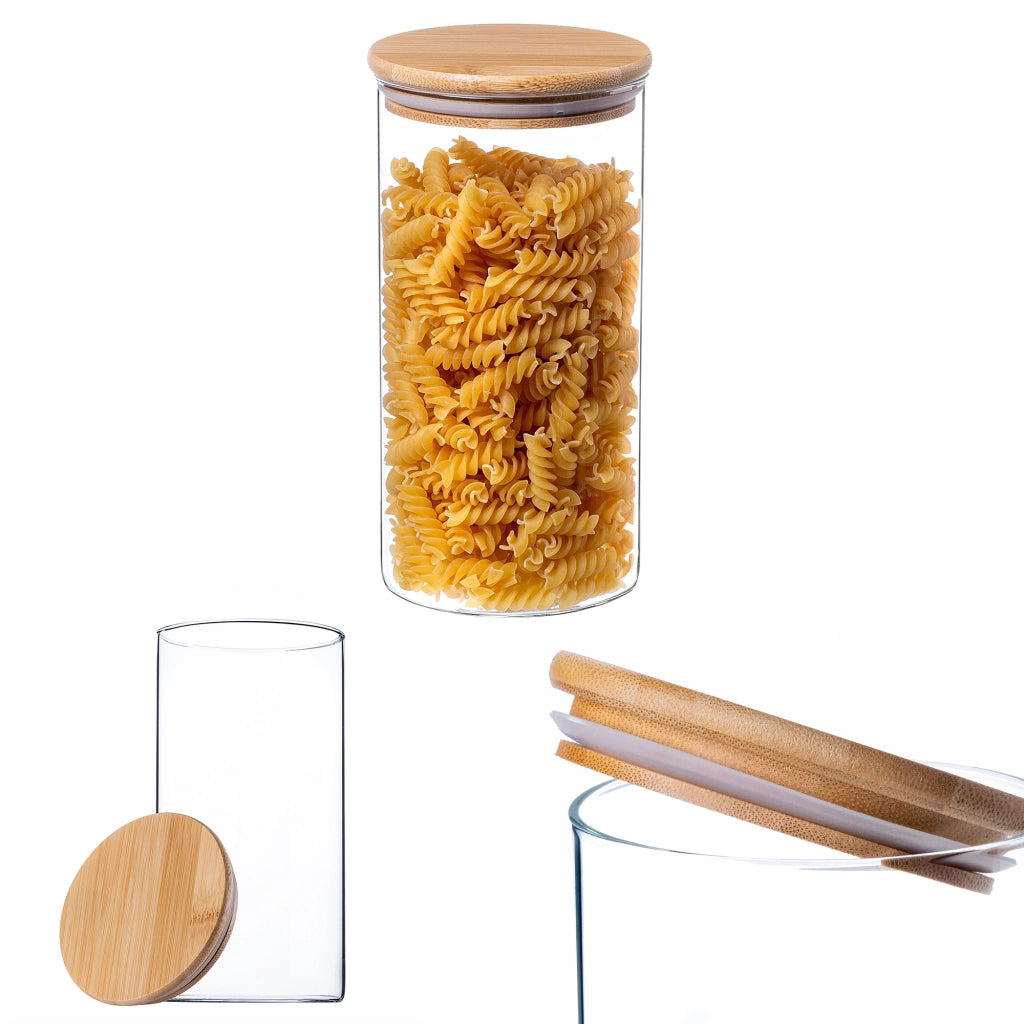 Contenitore per alimenti KADAX, barattolo in vetro per pasta e spezie con coperchio, 1,4 litri.