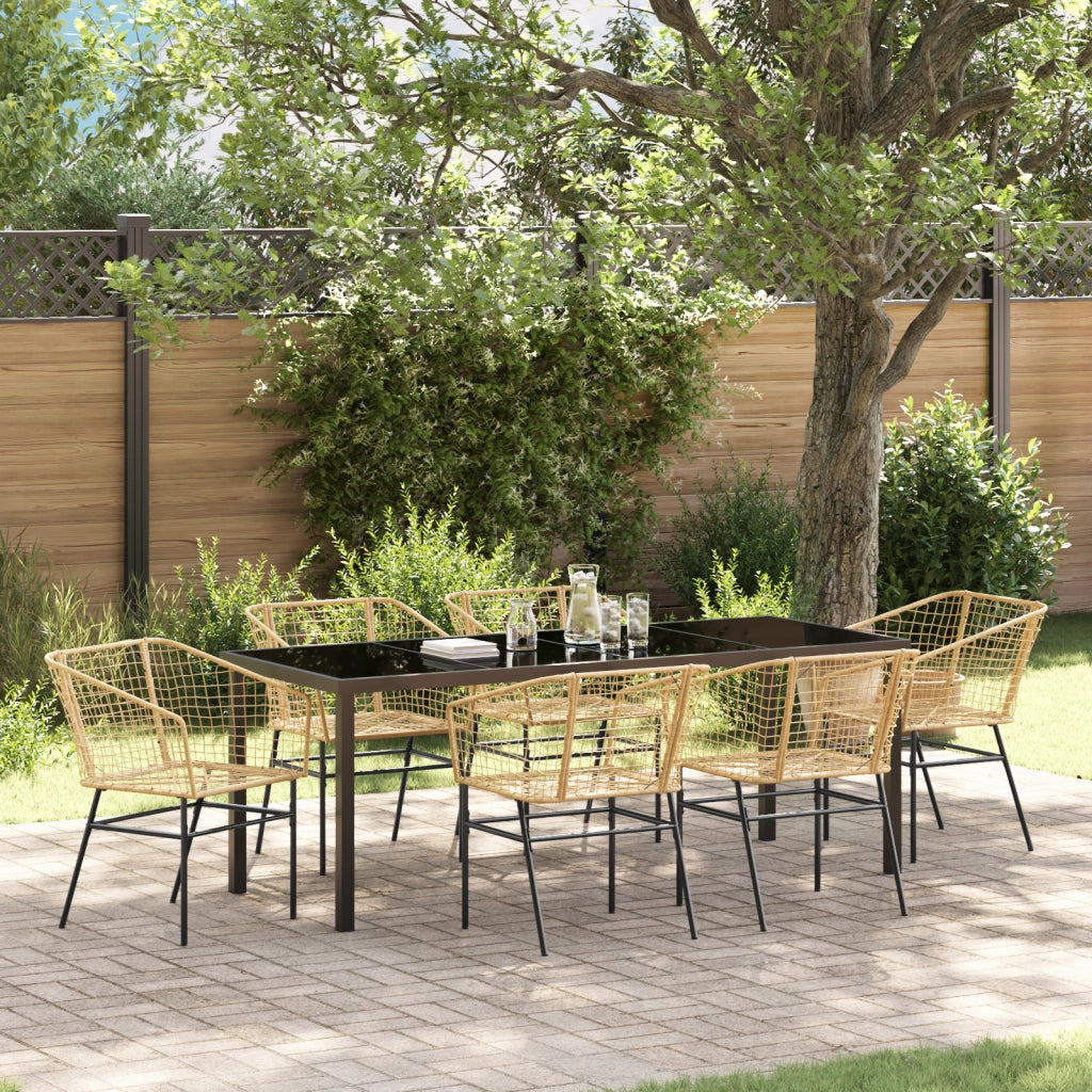 Set di Mobili da Pranzo da Giardino 7 Pezzi Marrone Polyrattan