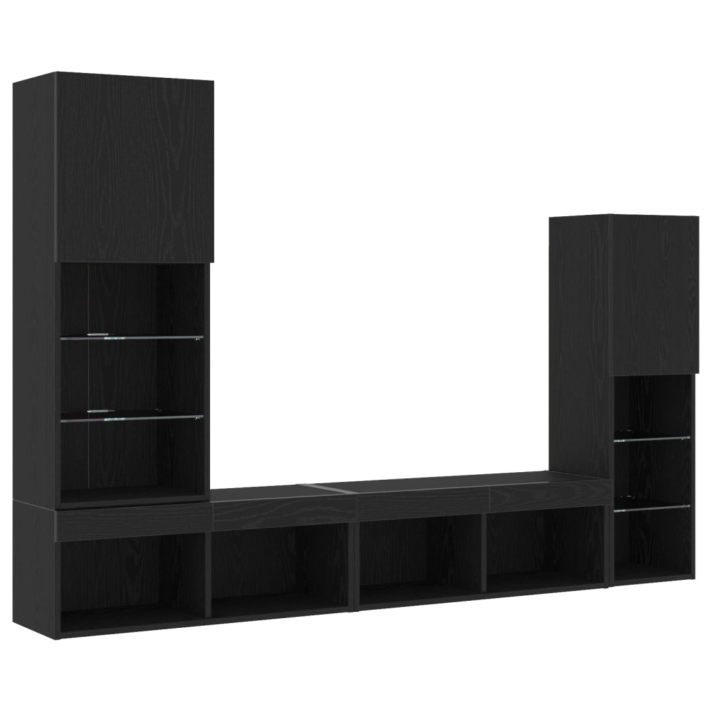 Mobile TV LED Rovere Nero 30.5x30x102 cm Legno Ingegnerizzato