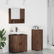 Set di mobili per il bagno con cassetto 3 pcs Rovere Marrone