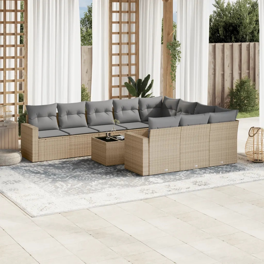 Set Divani da Giardino 11 pz con Cuscini Beige in Polyrattancod mxl 88482