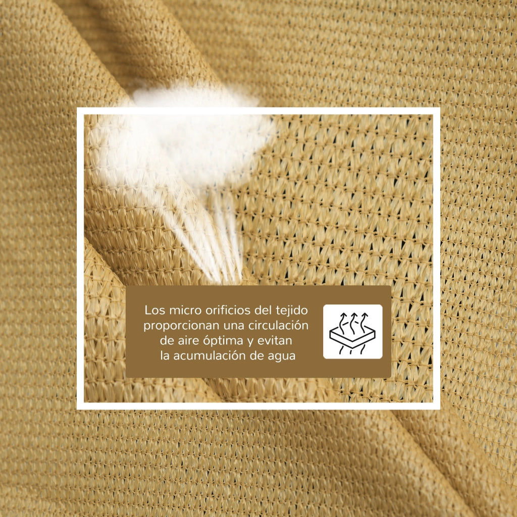 Vela Ombreggiante Quadrata 3x3m ¨C Xylo ¨C HDPE Anti-UV Traspirante Beige per Giardino Terrazza