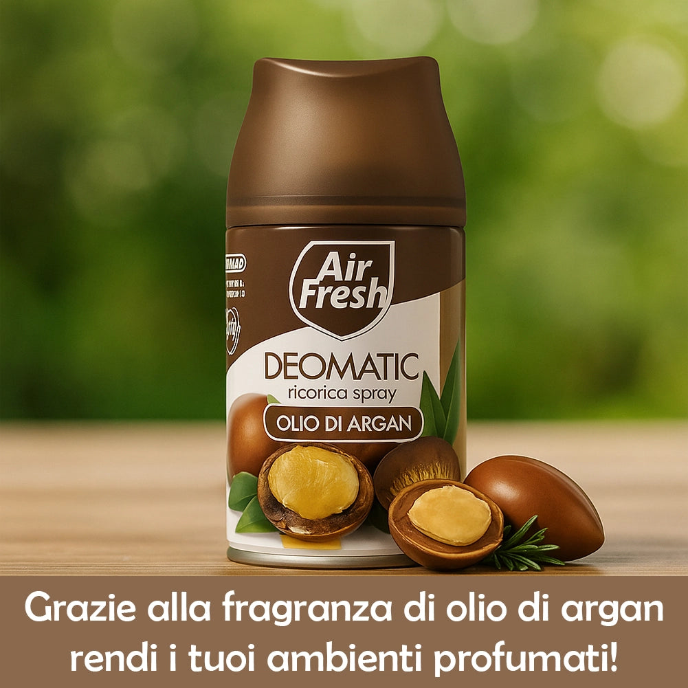 AIR FRESH Deomatic 6 x 250 ml Ricarica Spray Profumatore Ambiente Olio di Argan