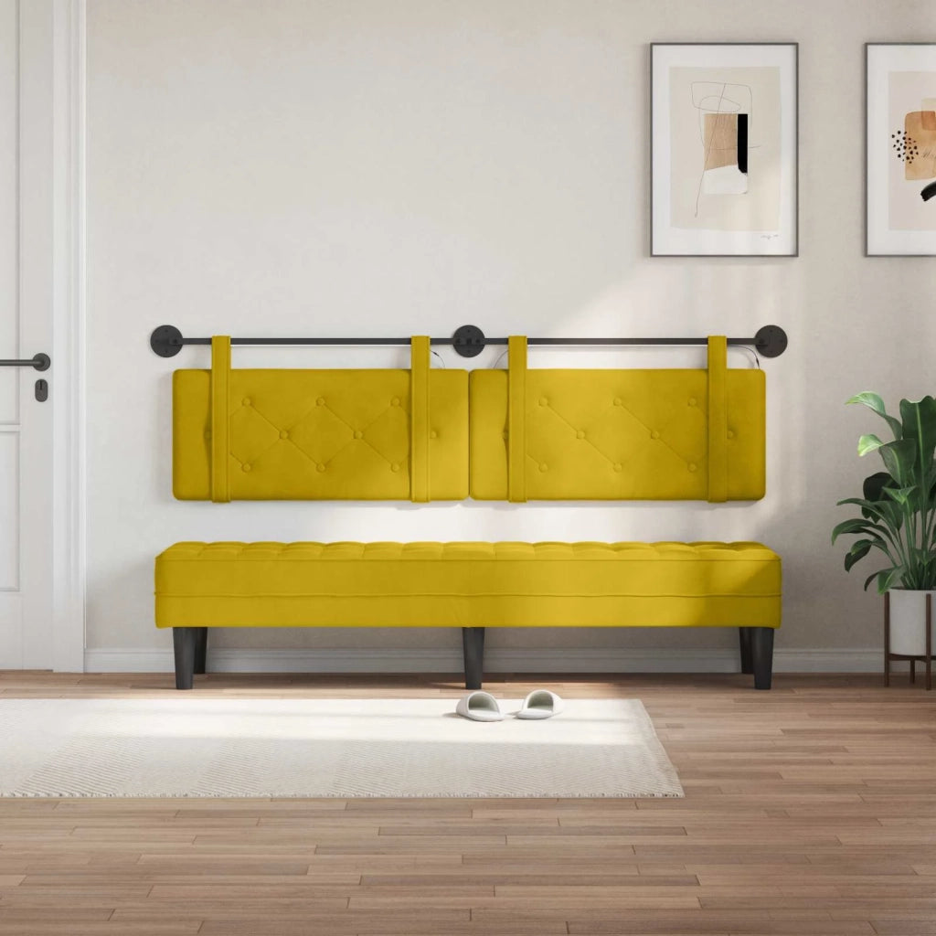 Testiera sospesa Con luce LED Giallo Velluto 3424198