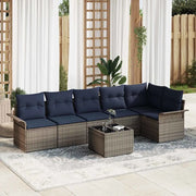 Set Divano da Giardino 7 pcs Grigio polyrattan