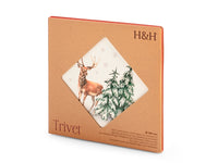 Sottopentola tonda in ceramica decorato Renna tra Alberi