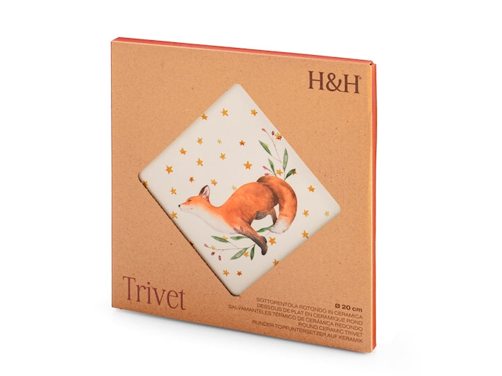 Sottopentola tonda in ceramica decorato Volpe