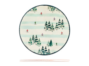 Sottopentola tonda in ceramica decorato Sciatori