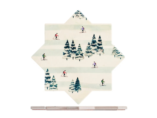 Sottopentola in ceramica decorato Sciatori