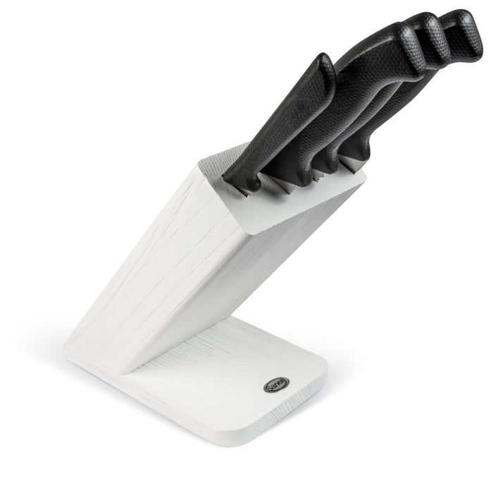 Ceppo Obliquo in Legno 4 Coltelli Bianco Sanelli Skin Bianco