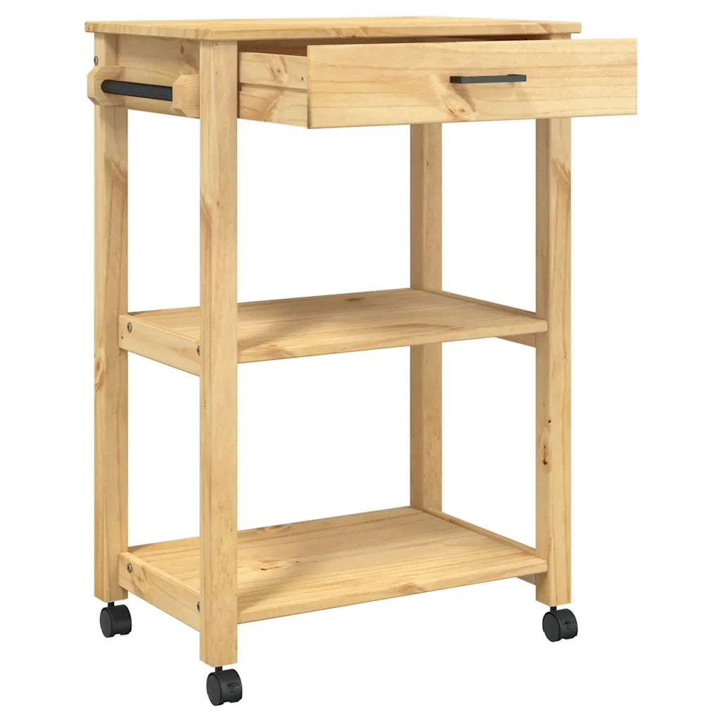 Carrello da Cucina MONZA 60x40x88,5 cm in Legno Massello di Pino 376094