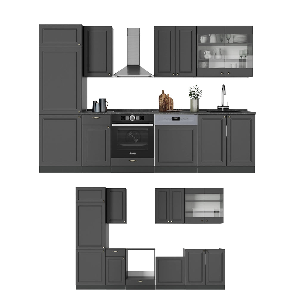 Cucina componibile Fame-Line Oro-antracite rustico/Antracite 300 cm, PL Rovere Vicco