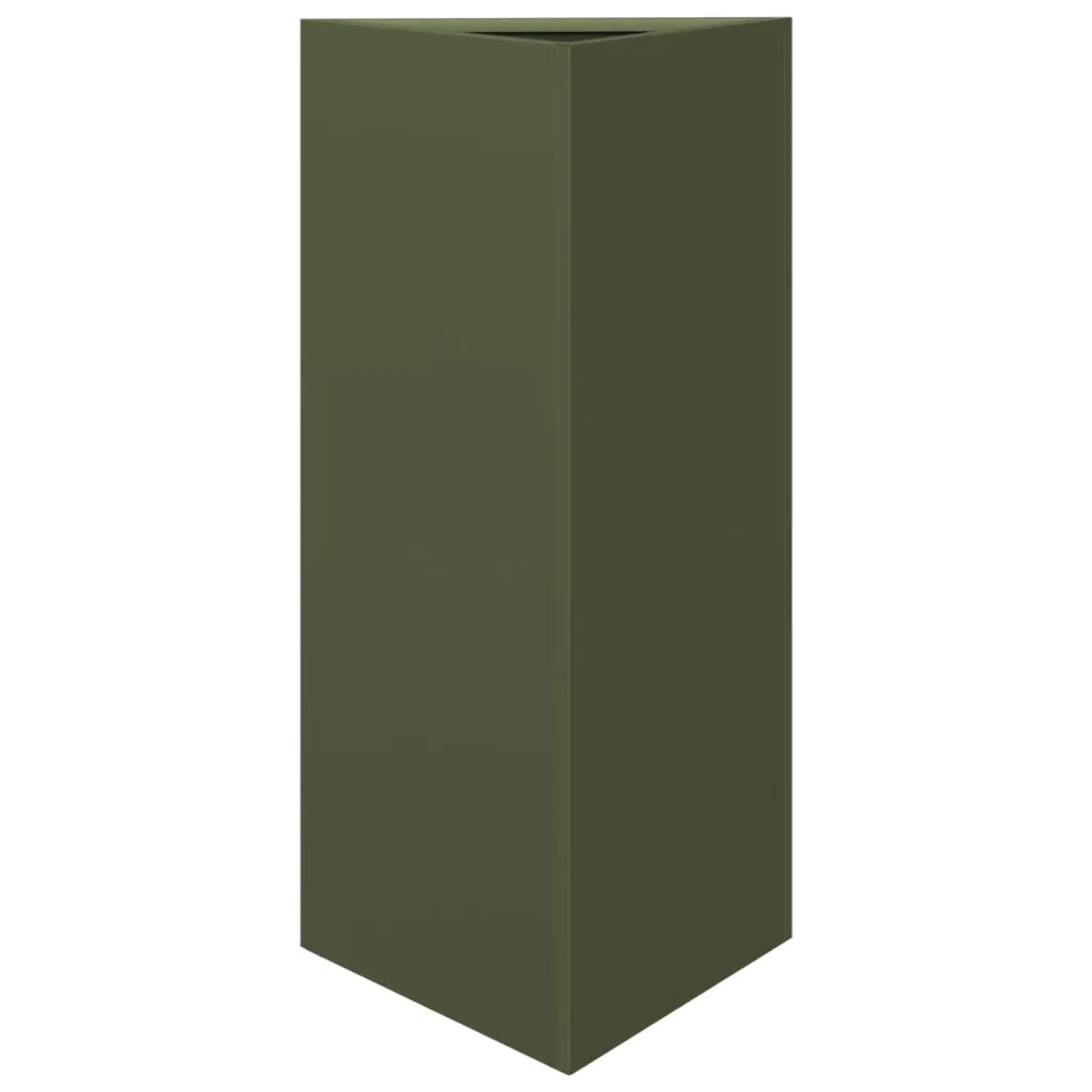 Fioriere 2 pz Verde Oliva Triangolari 40x34,5x70 cm in Acciaio