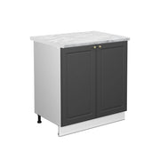 Mobile lavello cucina Fame-Line Antracite lucido/Bianco 80 cm con ripiano, PL Marmo Vicco