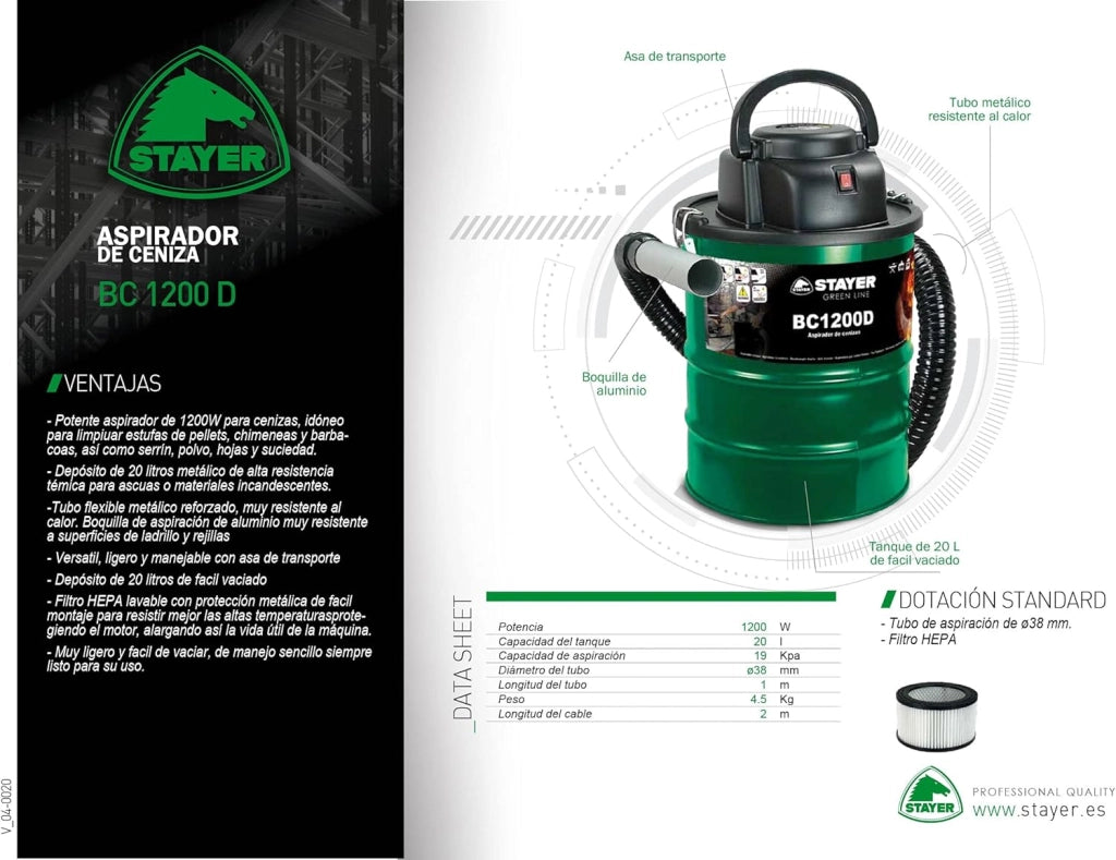 Bc 1200 D - Aspiratore Per Ceneri, Verde